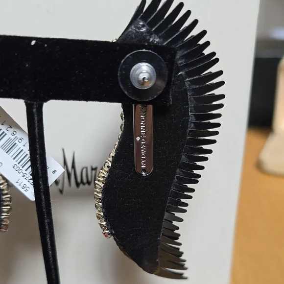 Black Wing Earrings with Multicolored Gems - Picture 4 of 8